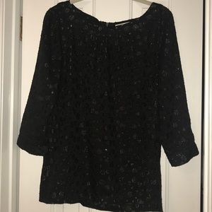 Loft black sheer with shiny polka dots. Like new.